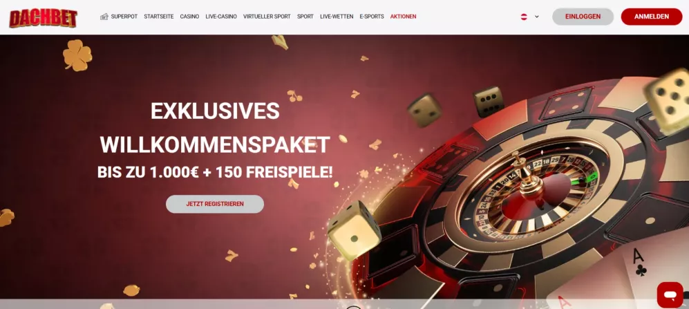 Dachbet Casino – 100% bis zu 1000 € Bonus und 150 Freispiele für neue Spieler